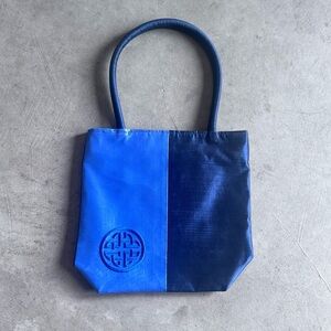 NWOT Blue and Navy mulberry Silk Tote Bag shape Purse